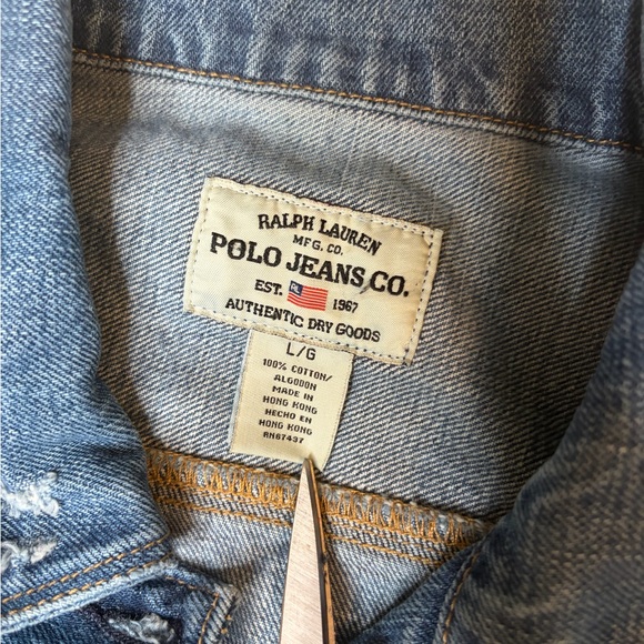 Ralph Lauren Polo Distressed Blue Denim Trucker Jacket (A) - Picture 4 of 15